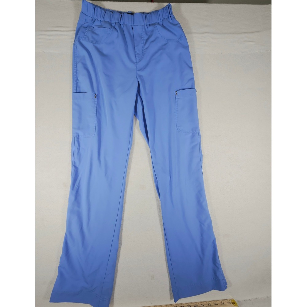 Koi Sapphire Women Blue Cargo Scrub Pants Tall Small 716T Elastic Waist